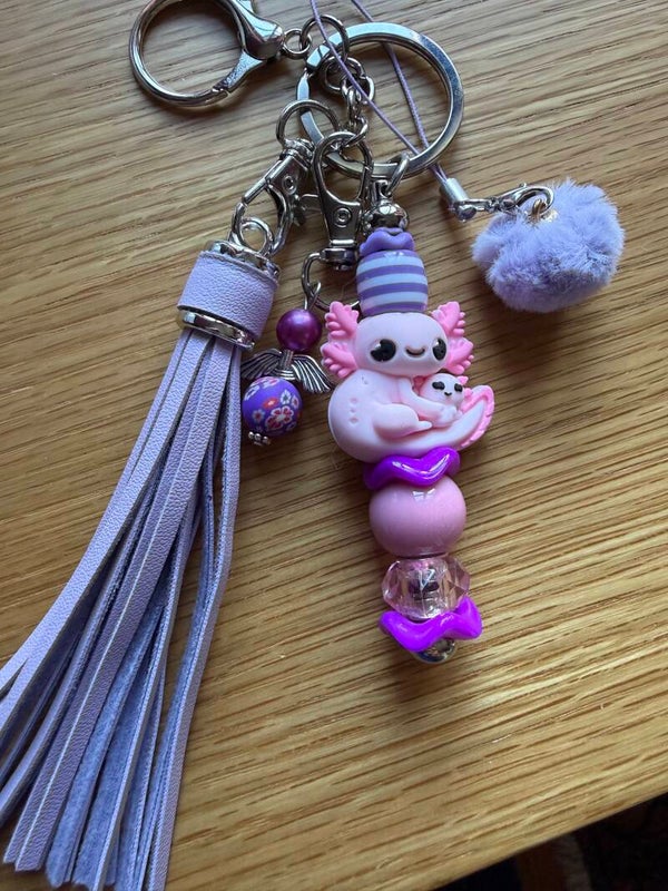 🌸 Porte-clés Axolotl Lilas 💜