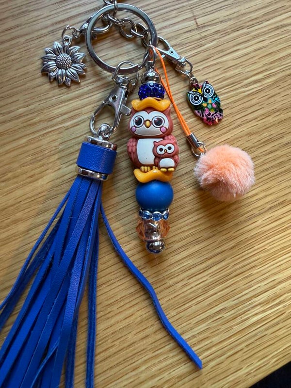 🦉 Porte-clés Hibou Bleu 💙🧡
