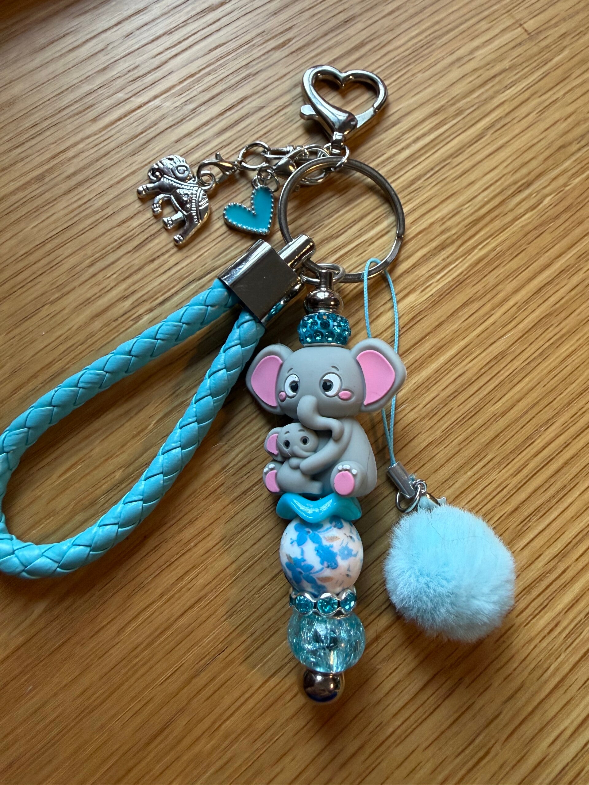 🐘 Porte-clés Éléphant Turquoise 💎