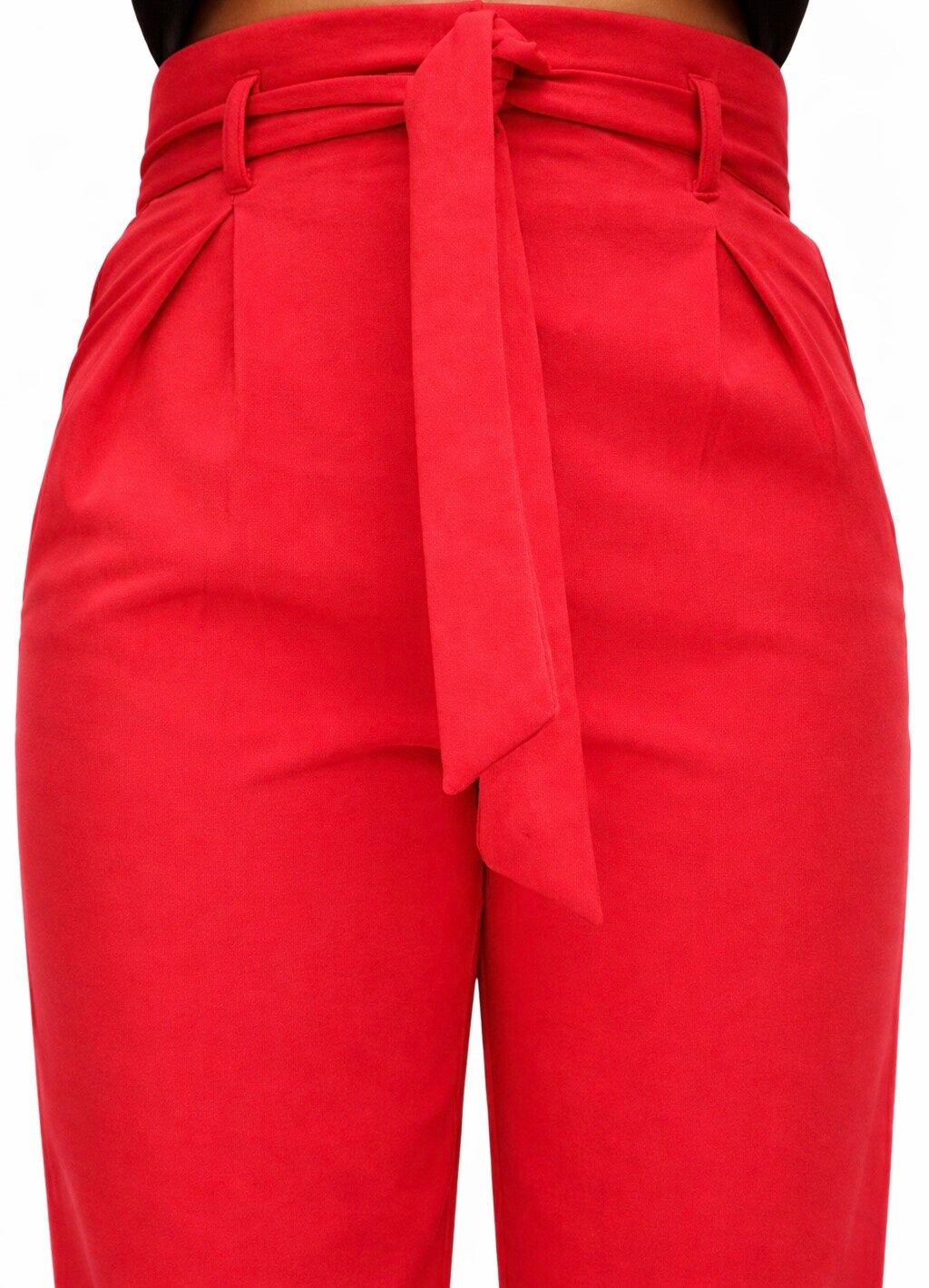 Vibrant Red Tie-Waist Pant