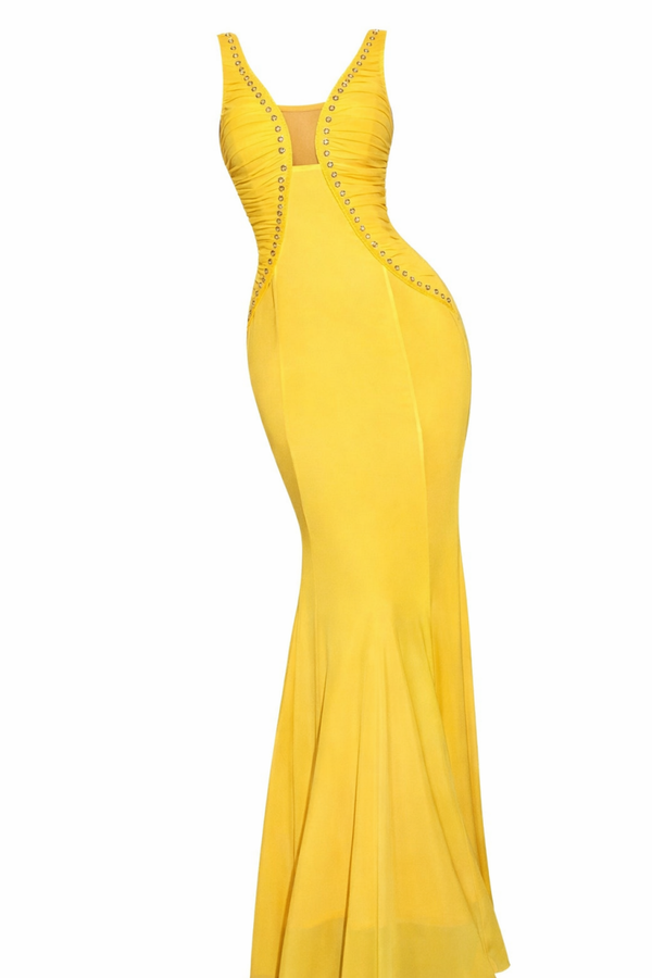 Rhinestone cut out back Evening Gown