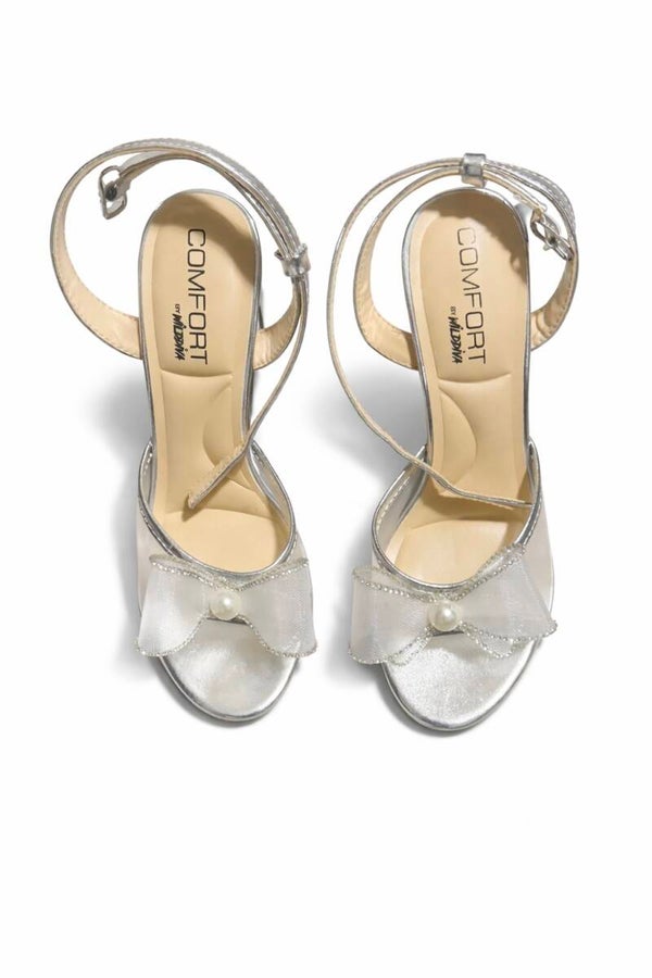 Silver and Mesh Comfort Sandals