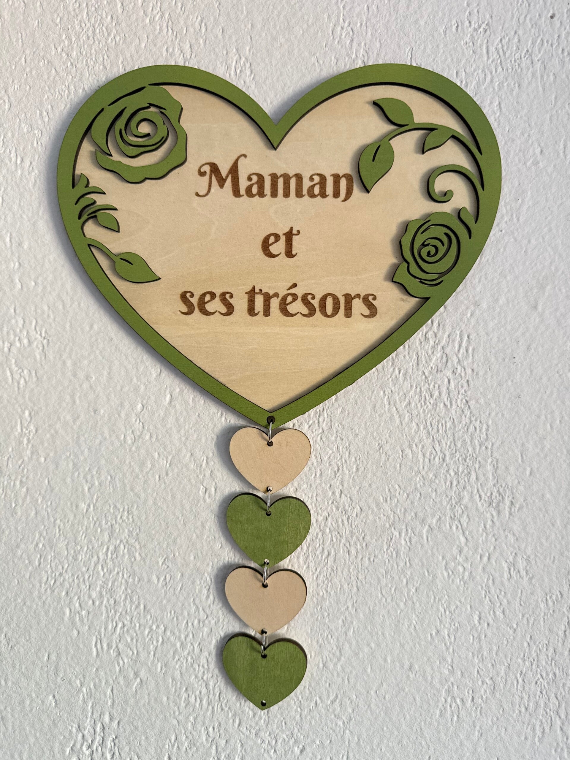 Plaque coeur et ses pendentifs
