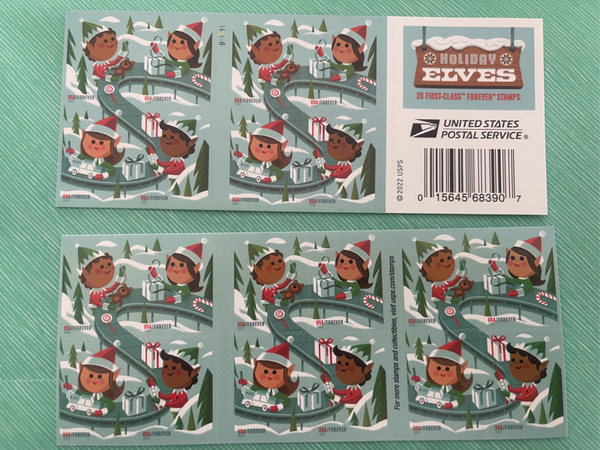 HOLIDAY ELVES Booklet 20 Forever Stamps  MNH