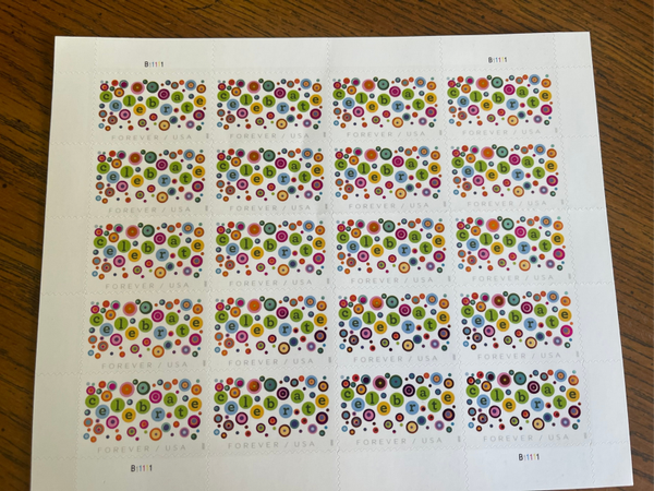CELEBRATE Full sheet of 20 Forever stamps