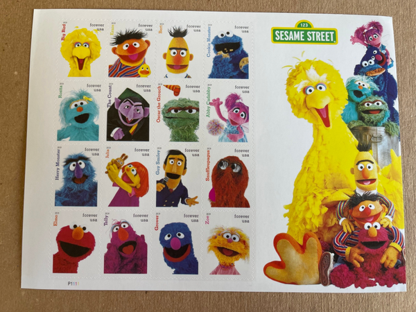 Sesame Street, 50 Years, Forever Stamp Sheet of 16, MNH