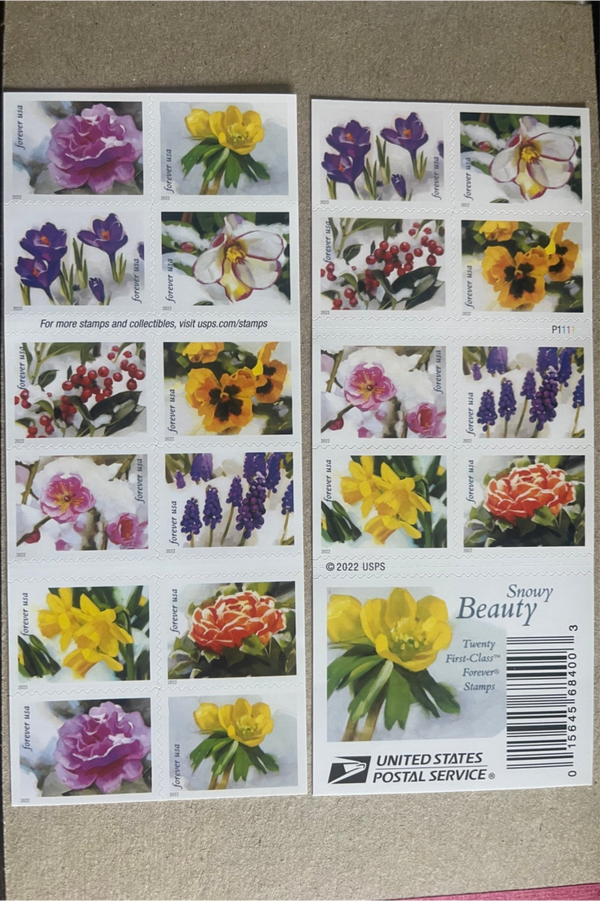 SNOWY BEAUTY Floral Booklet US Forever Stamps (20)
