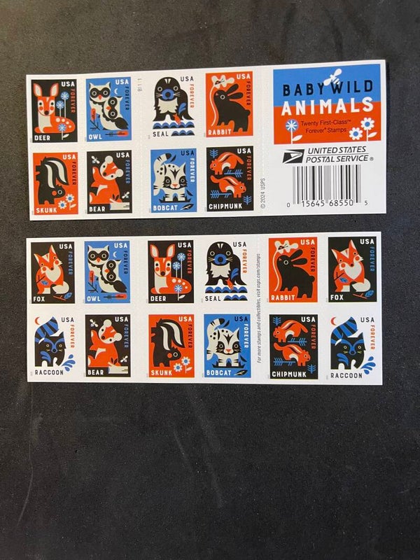 Baby Wild Animals Booklet of 20 forever stamps MNH