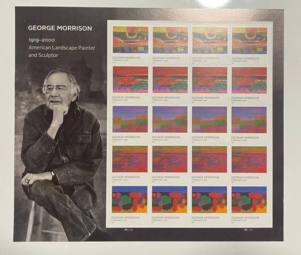Native American Modernist Artist George Morrison  sheet of 20 forever stamps MNH