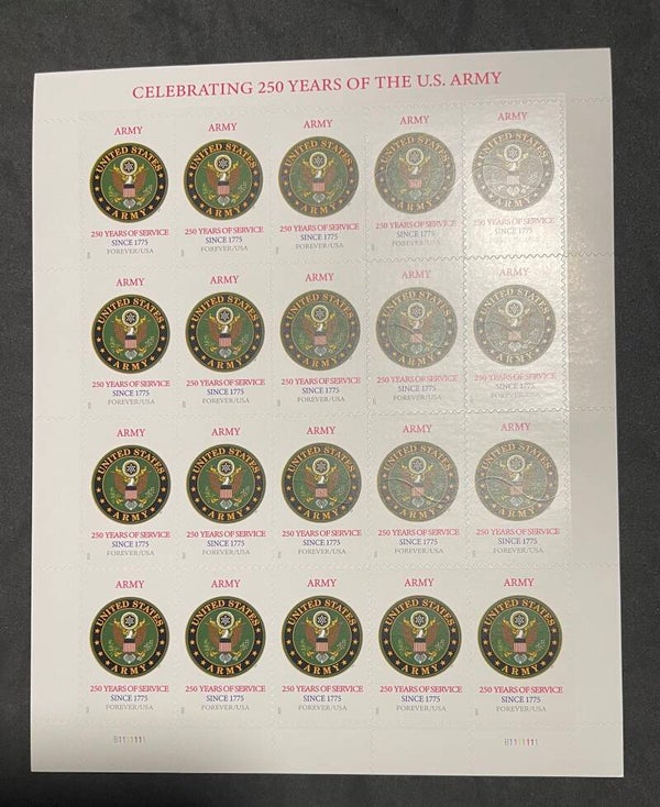 US ARMY 250th Anniversary Pane of 20 Forever Stamps,MNH