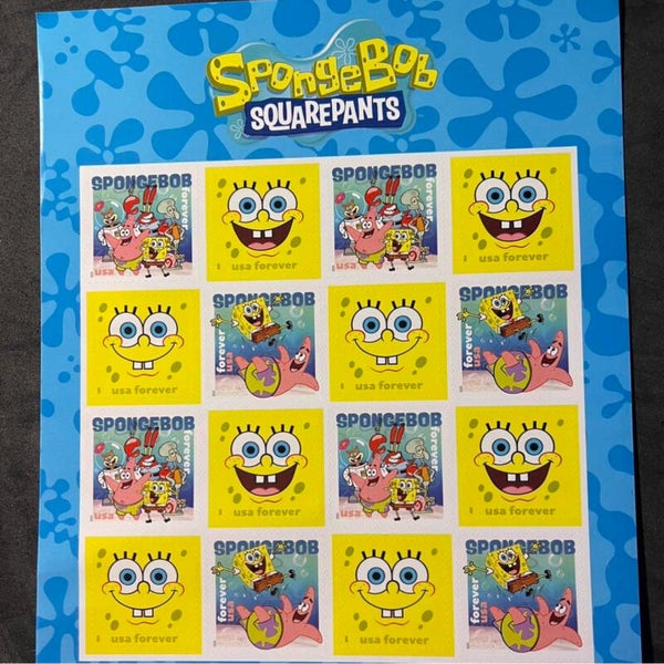 SpongeBob Square Pants Forever! Sheet of 16 Forever Stamps. MNH