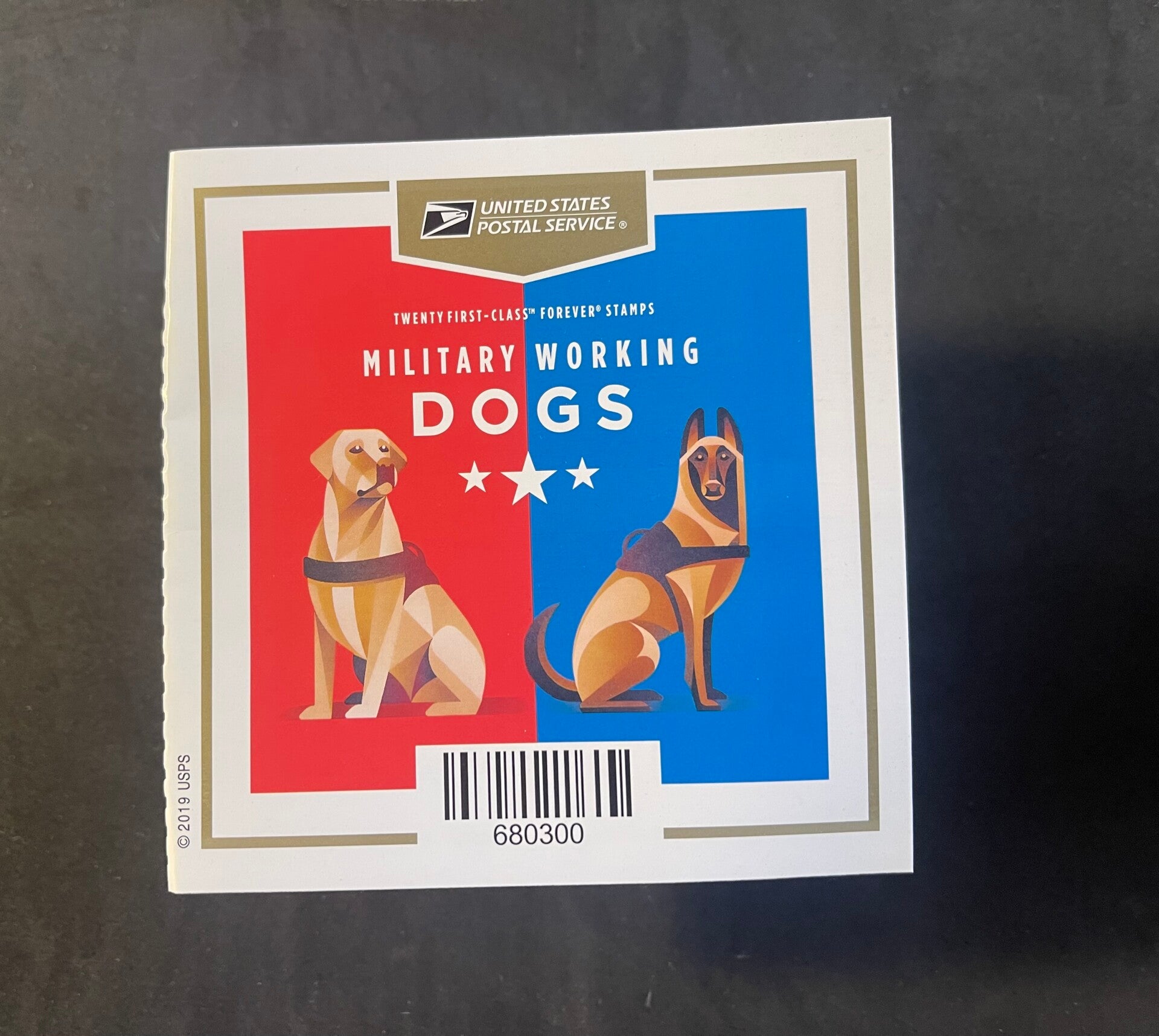 Military Working Dogs US Postage Stamps - Sheet Of 20 Forever Stamps Honoring Service Canines