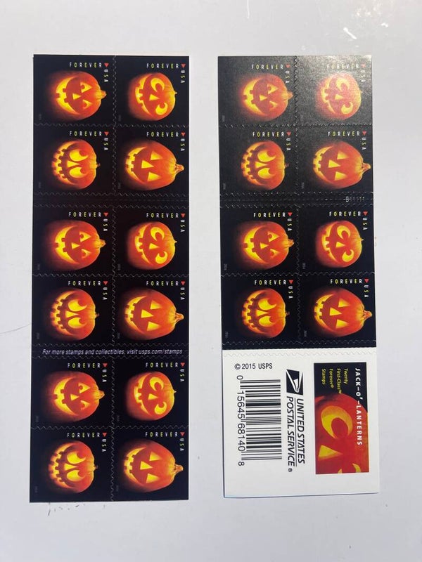 Jack-O-Lanterns Pumpkin Booklet Stamps (20), MNH