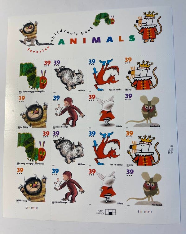 Favorite Children’s Book Stamp Sheet (16), MNH