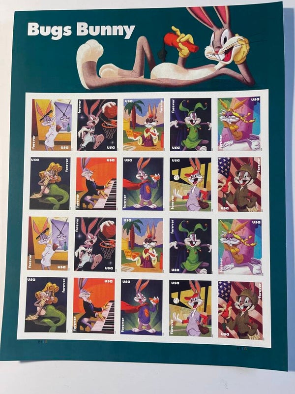 BUGS BUNNNY Stamp Sheet (20) Looney Tunes WB