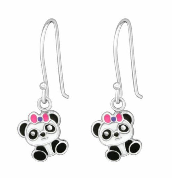 Kinderoorbellen zilver pandabeer hangertjes