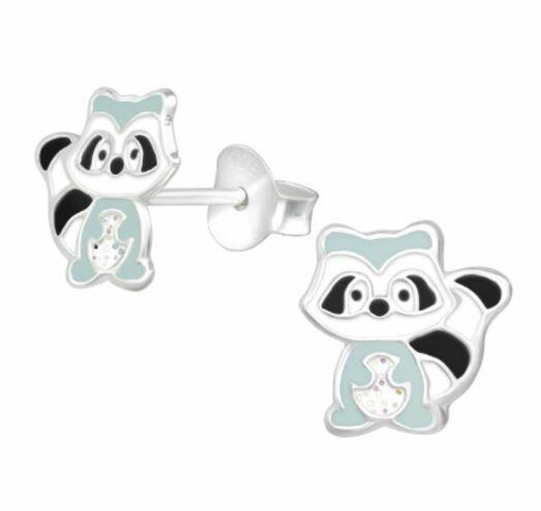 Kinderoorbellen zilver wasbeer