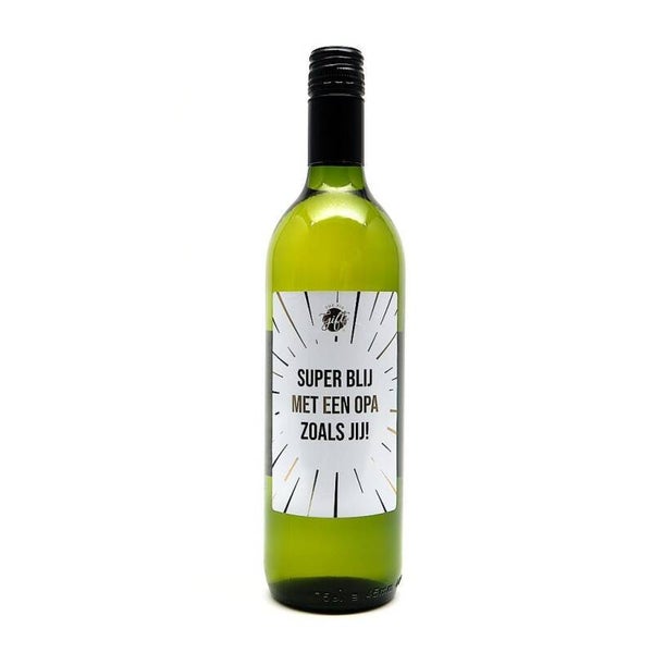 Wijnfles wit 'Super blij met een opa zoals jij'