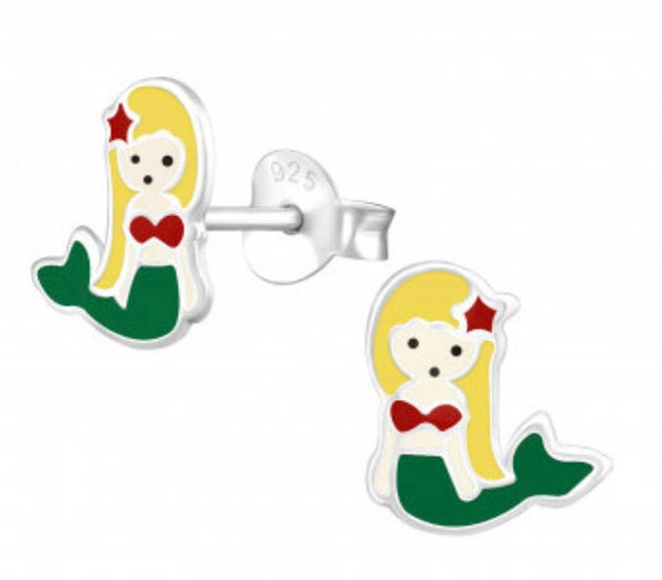 Kinderoorbellen zilver zeemeermin