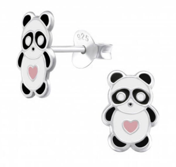 Kinderoorbellen zilver panda