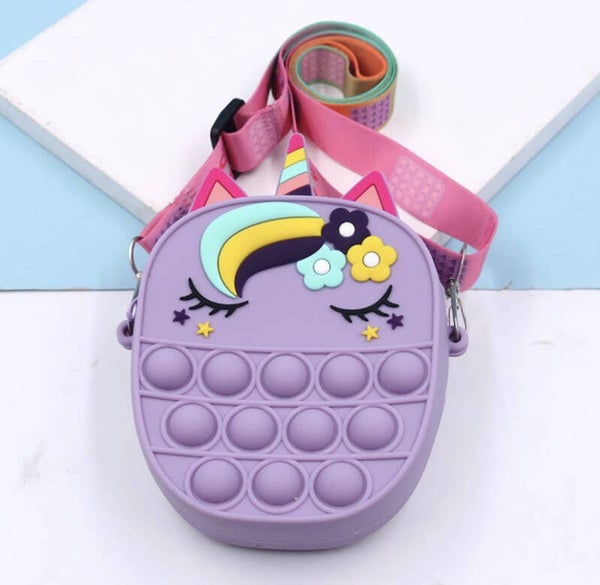 Unicorn pop it bag paars