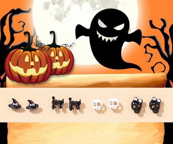 4 paar oorbellen Halloween