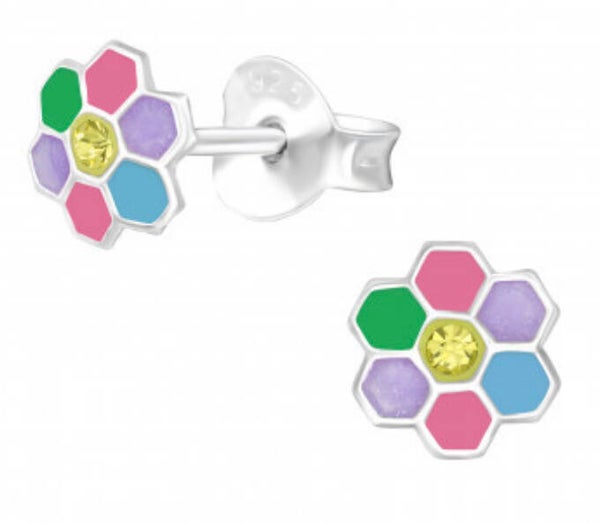 Kinderoorbellen zilver bloemen