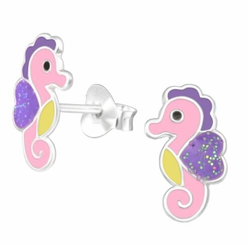 Kinderoorbellen zilver zeepaardje