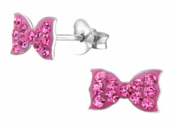 Kinderoorbellen zilver strikjes