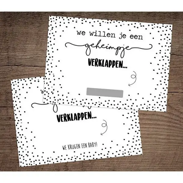 Kraskaarten "We krijgen een baby'