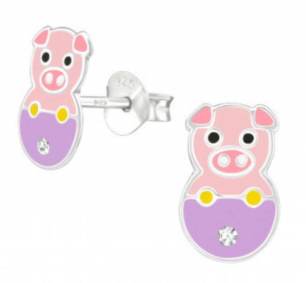 Kinderoorbellen zilver varkens