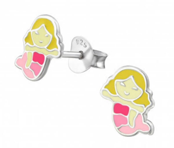 Kinderoorbellen zilver zeemeermin