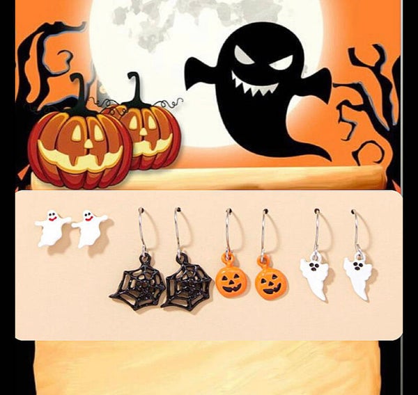 4 paar oorbellen Halloween