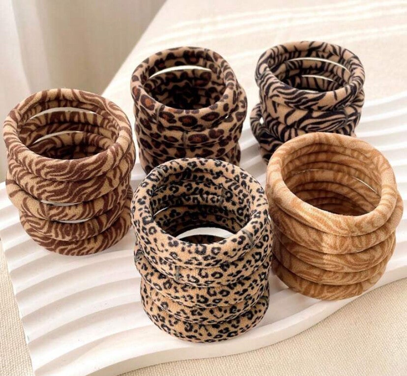 20 stuks haarelastieken luipaard