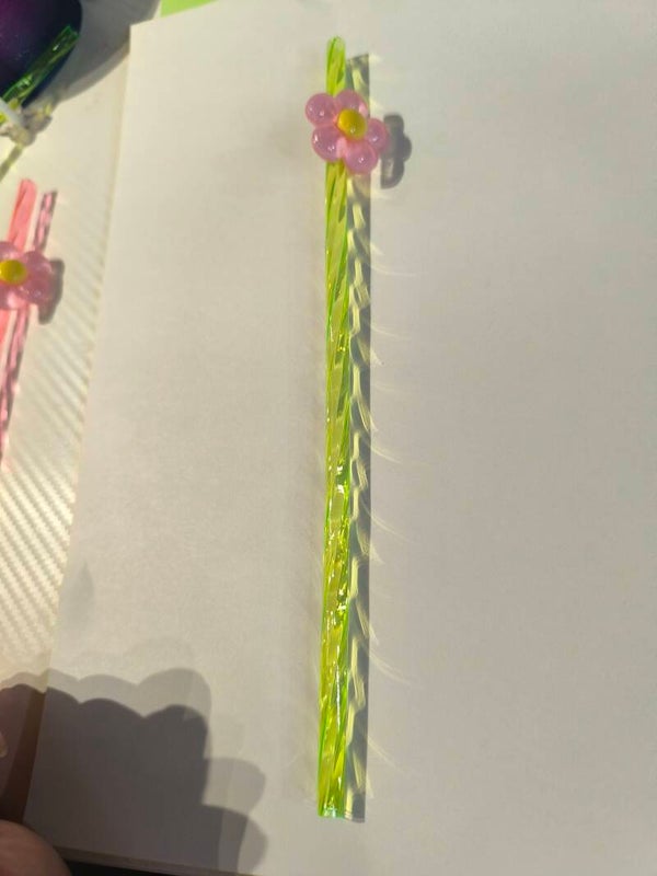 Strohhalm Gerade mit Blume grün