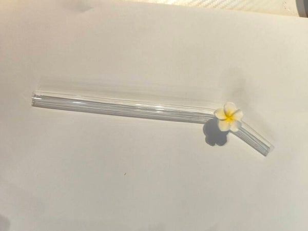 Strohhalm Gebogen mit Lotusblume gelb