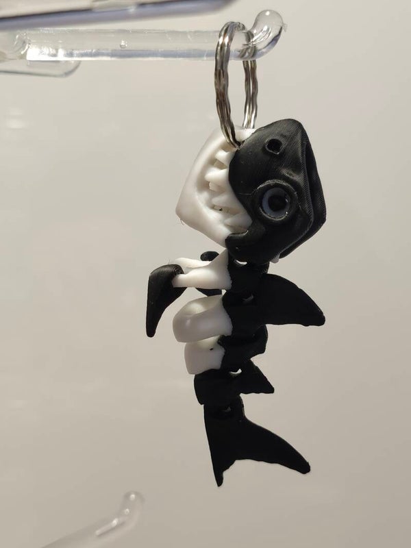 3D-Druck Anhänger Skeleton Shark Schwarz