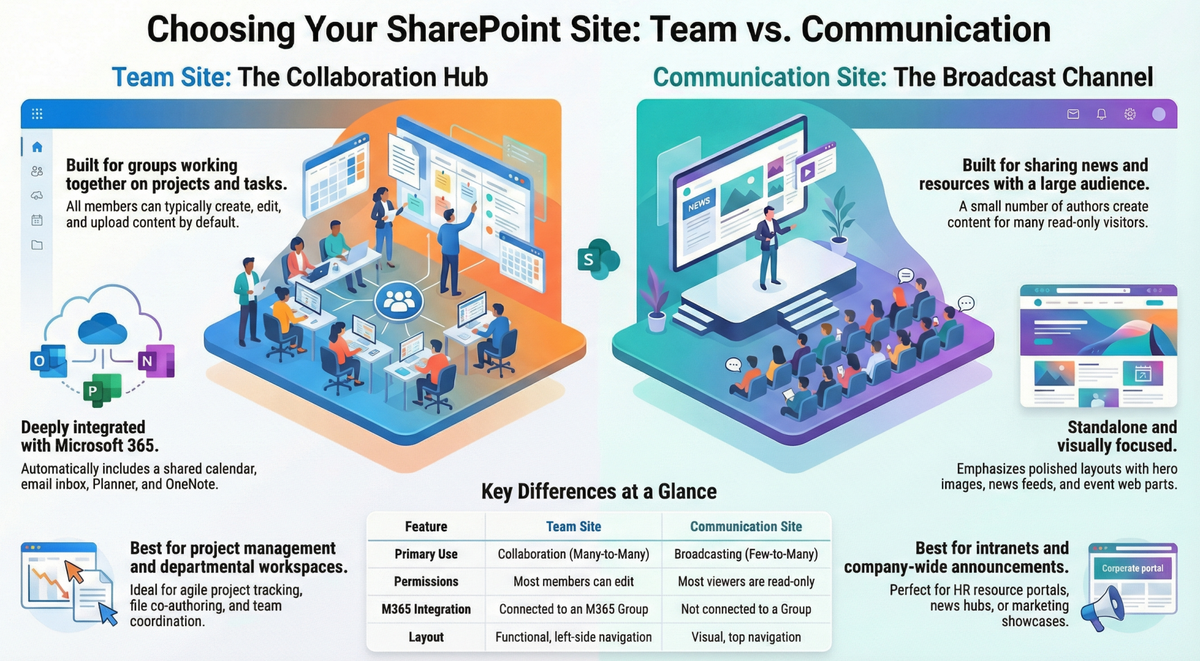 DEEP DIVE: TEAM SITES VS COMMUNICATION SITES / MAIN BLOG | SharePoint ...