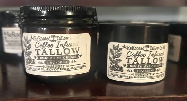 Coffee infused tallow eye cream