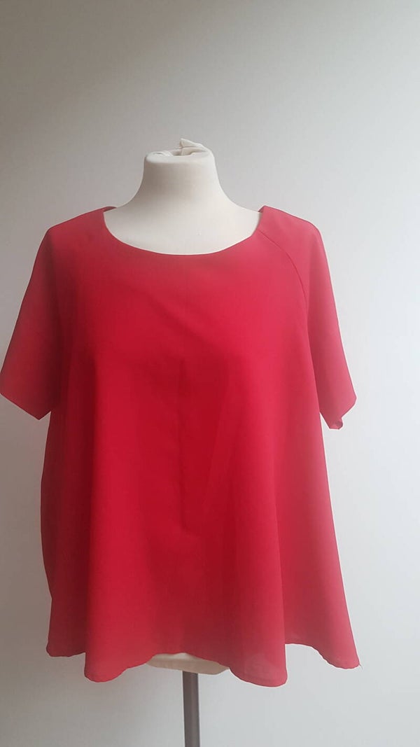 Rode blouse korte mouw maat l 10177