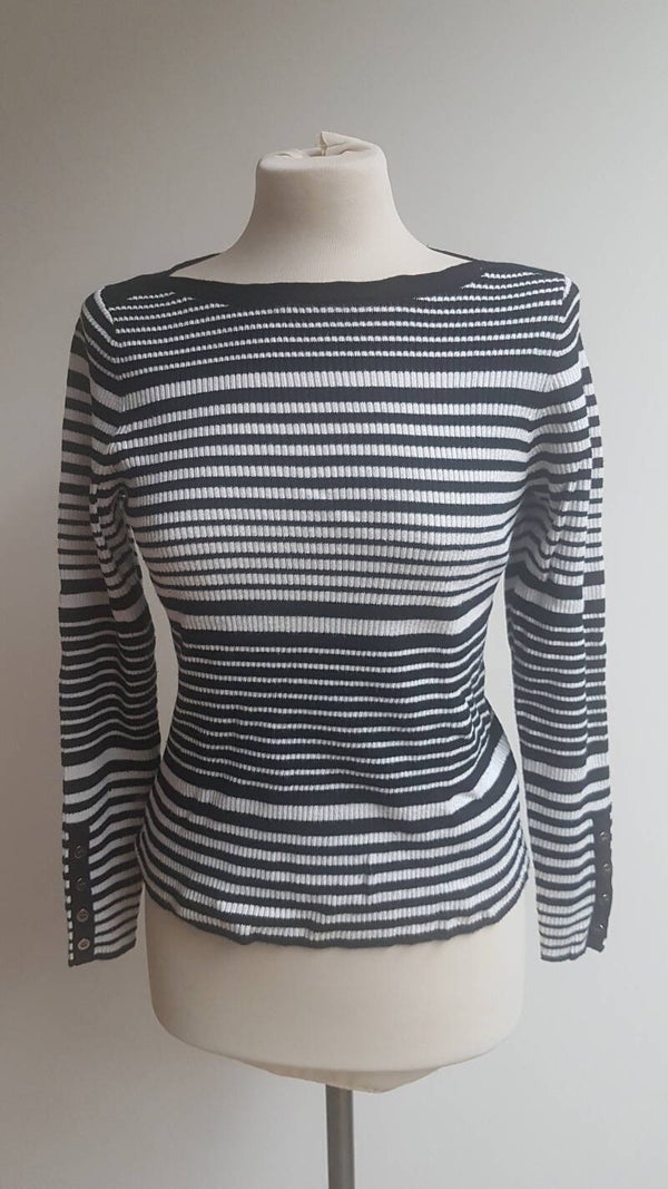 Zwart/wit streep trui maat m 10183