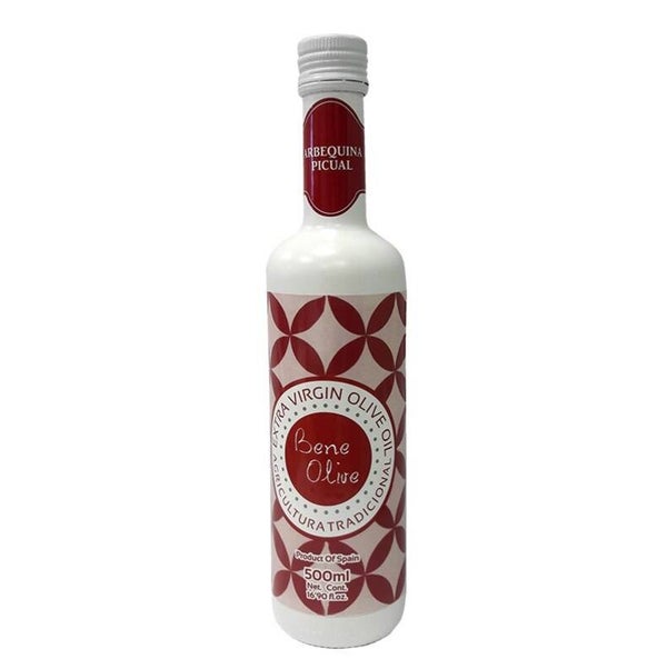 OLIJFOLIE ARBEQUINA - PICUAL FLES 500ML BENEOLIVA SPANJE