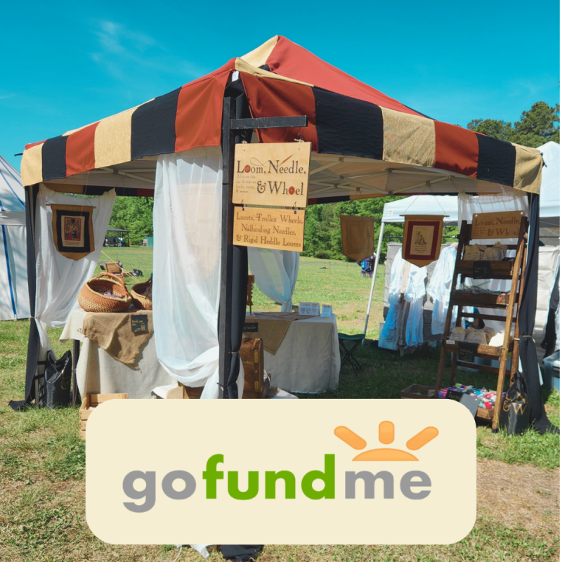 GoFundMe pic of Loom, Needle, & Wheel at an event