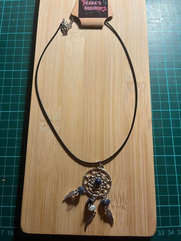 Dream catcher necklace blue