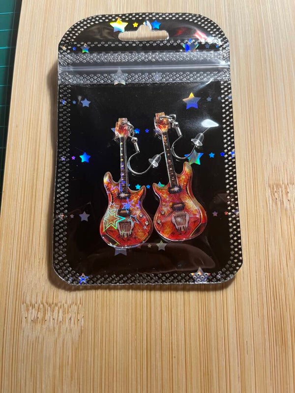 Acrylic guitar fishhook earrings
