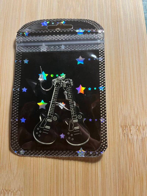 Acrylic guitar fish hook earrings