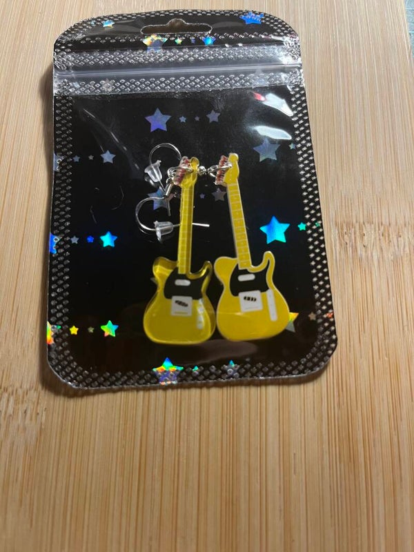 Acrylic guitar fish hook earrings