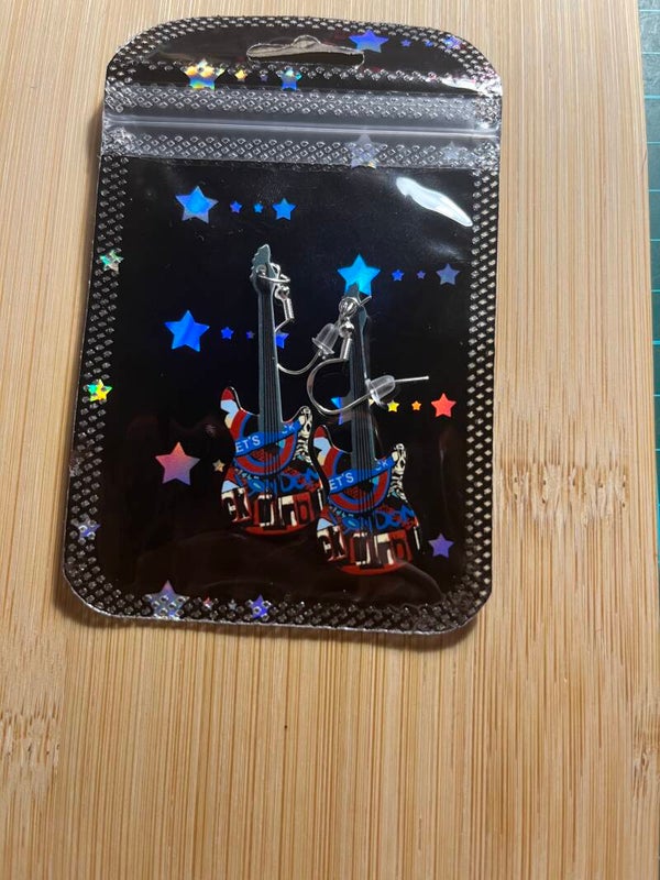 Acrylic guitar fish hook earrings