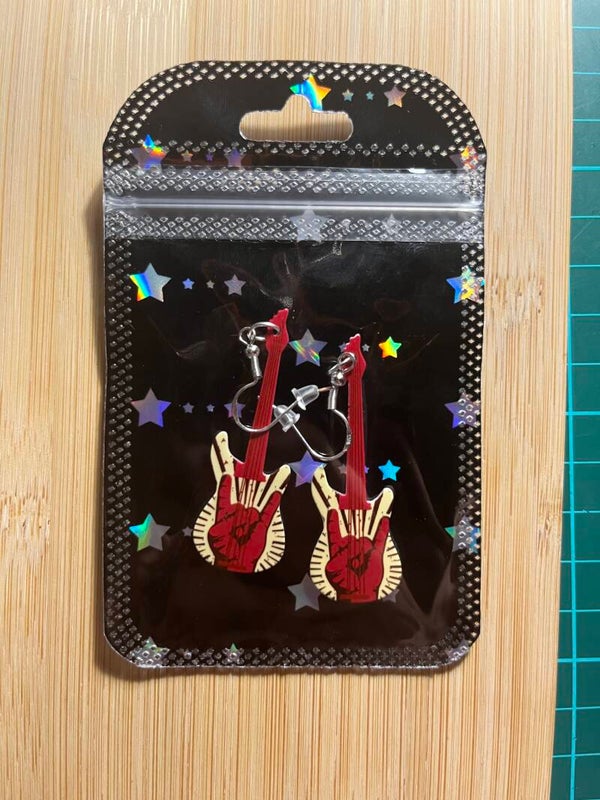 Acrylic guitar fish hook earrings