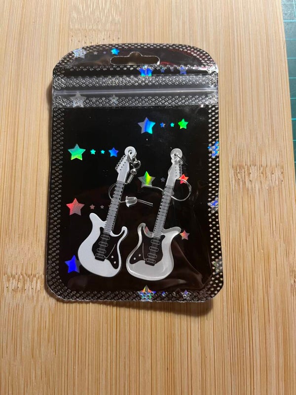 Acrylic guitar fish hook earrings